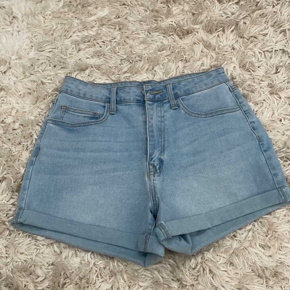 light wash denim shorts